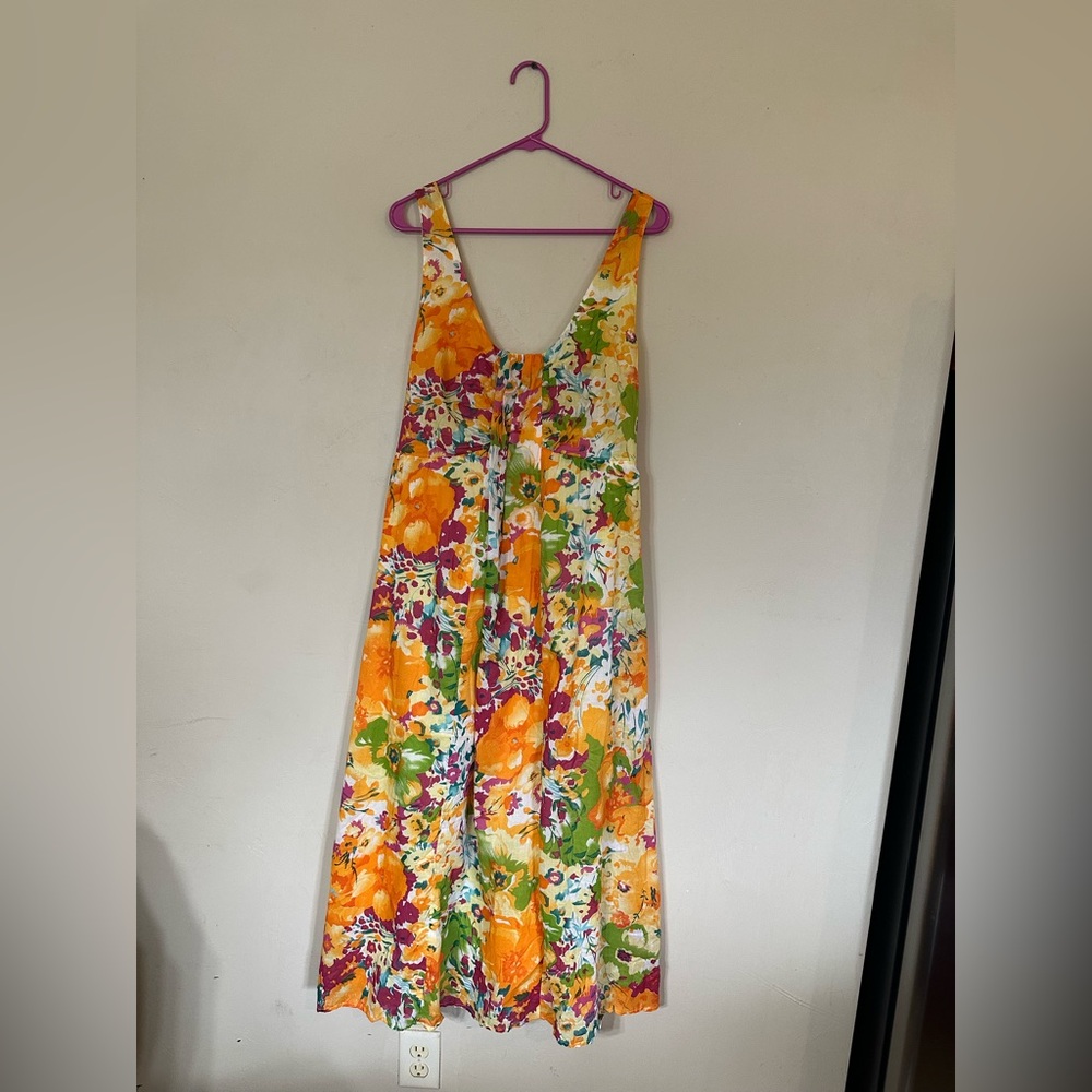 Anthony Richards Orange Multi Floral Scoop-Neck Maxi‎ Dress - Picture 2 of 5